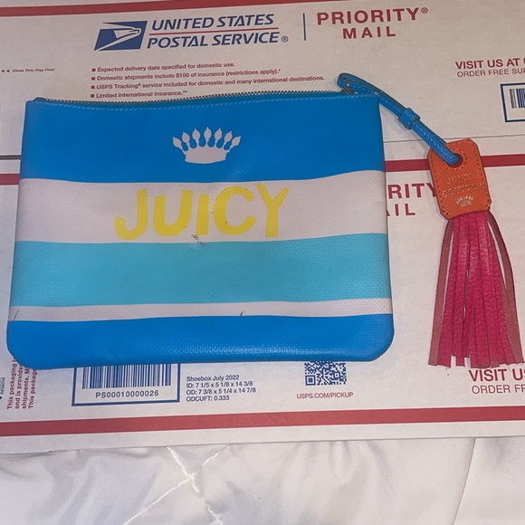 Vintage juicy contour Y2K wristlet/handbag with pink/orange tassel zipper pouch - Picture 6 of 17